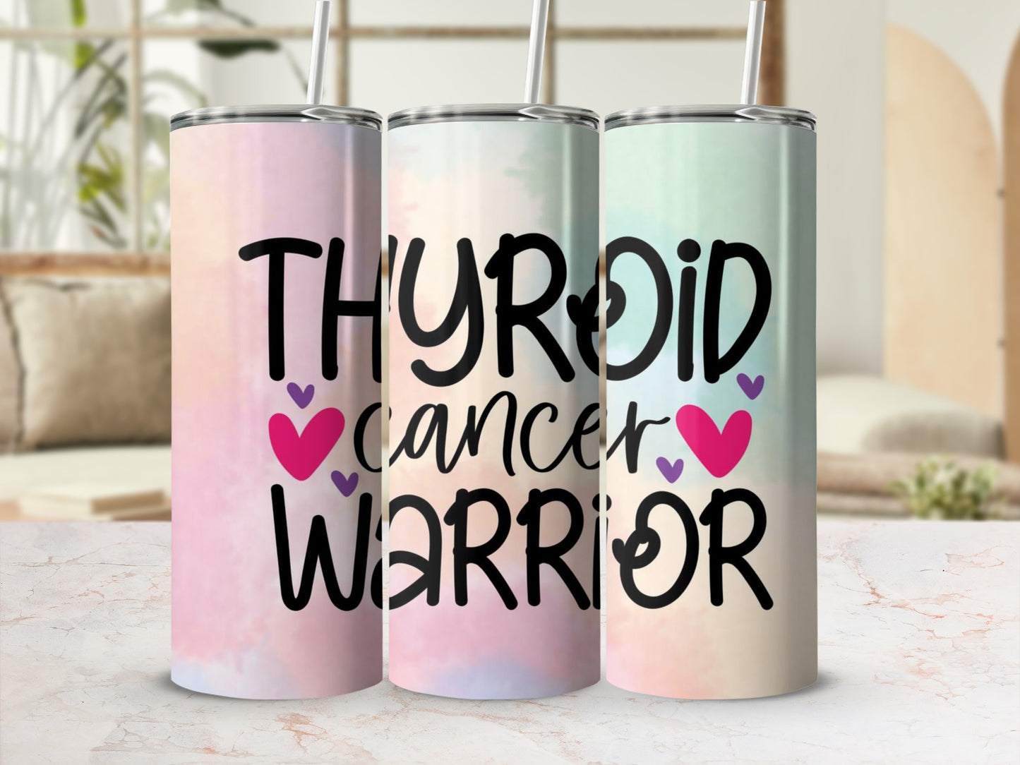 Thyroid Cancer Warrior Colorful Travel Mug Tumbler