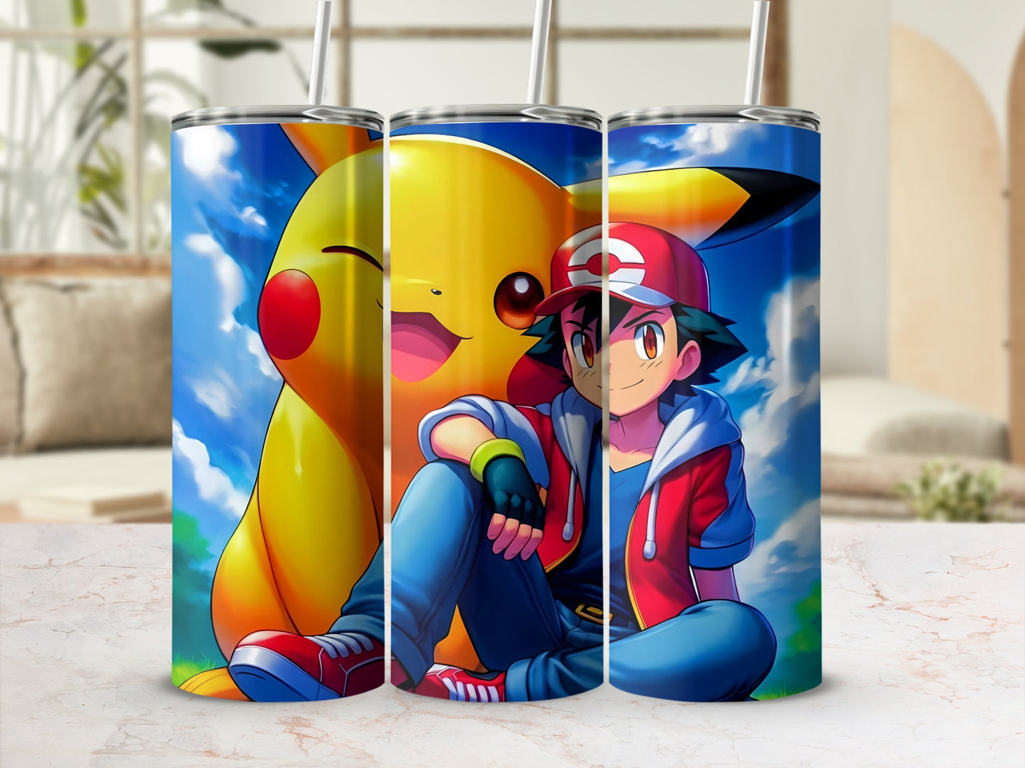 Pikachu and Anime Character Stainless Steel Tumbler