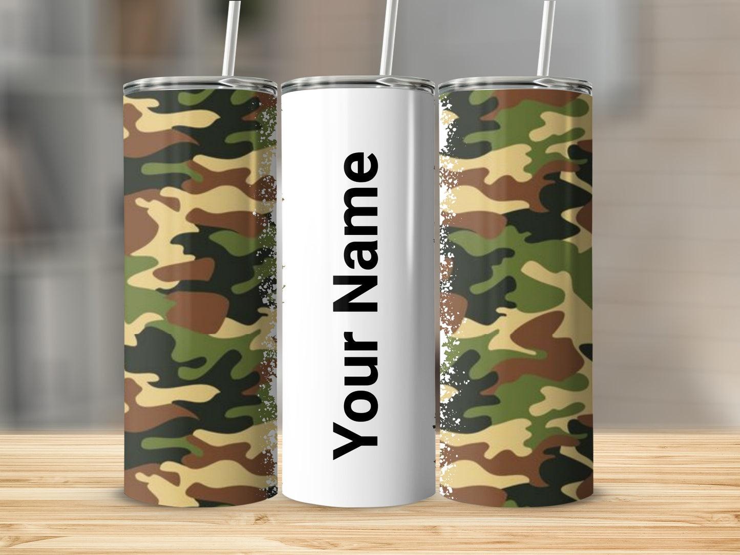 Personalized Camouflage Design Tumbler with Your Name