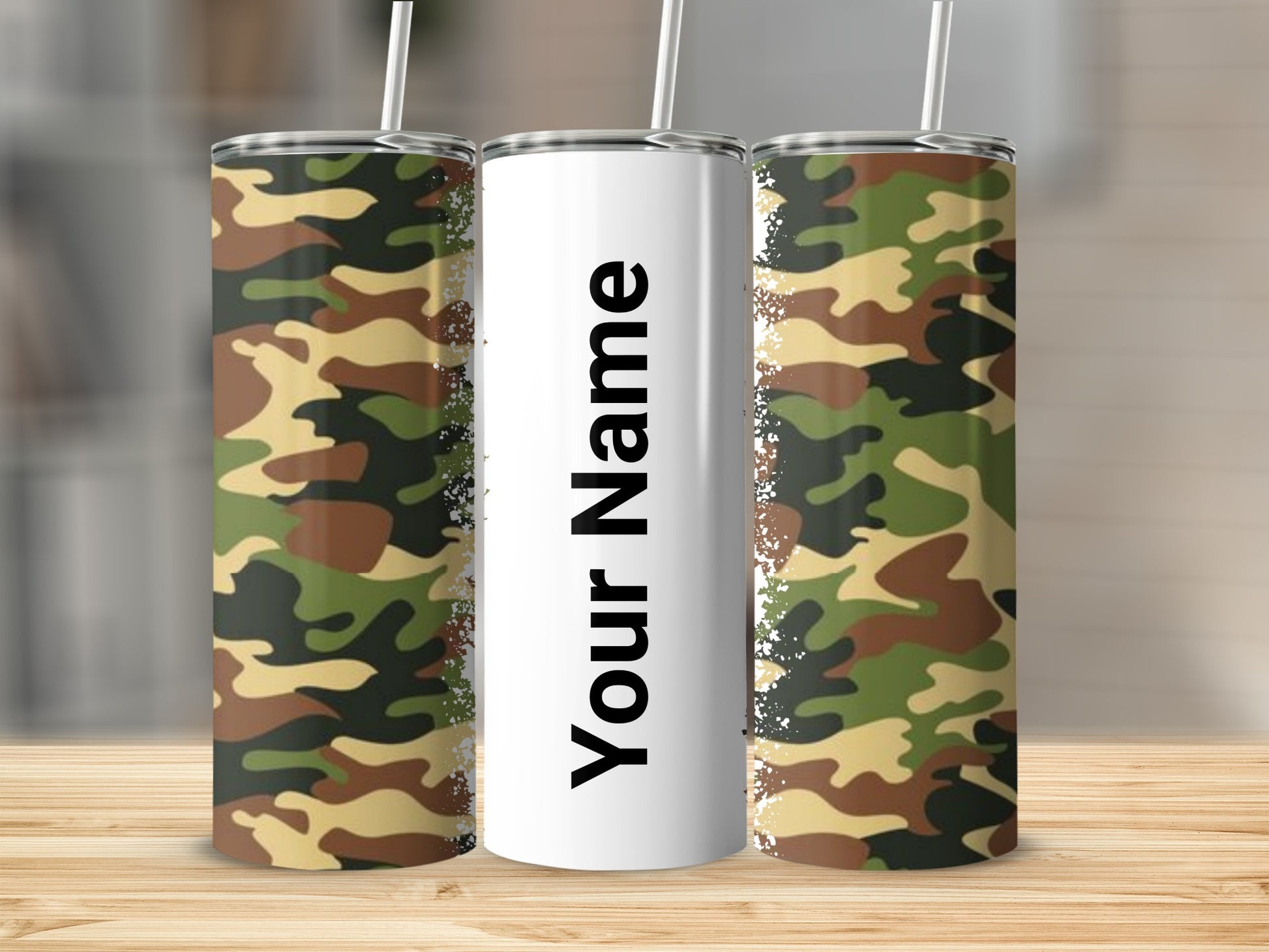 Personalized Camouflage Design Tumbler with Your Name