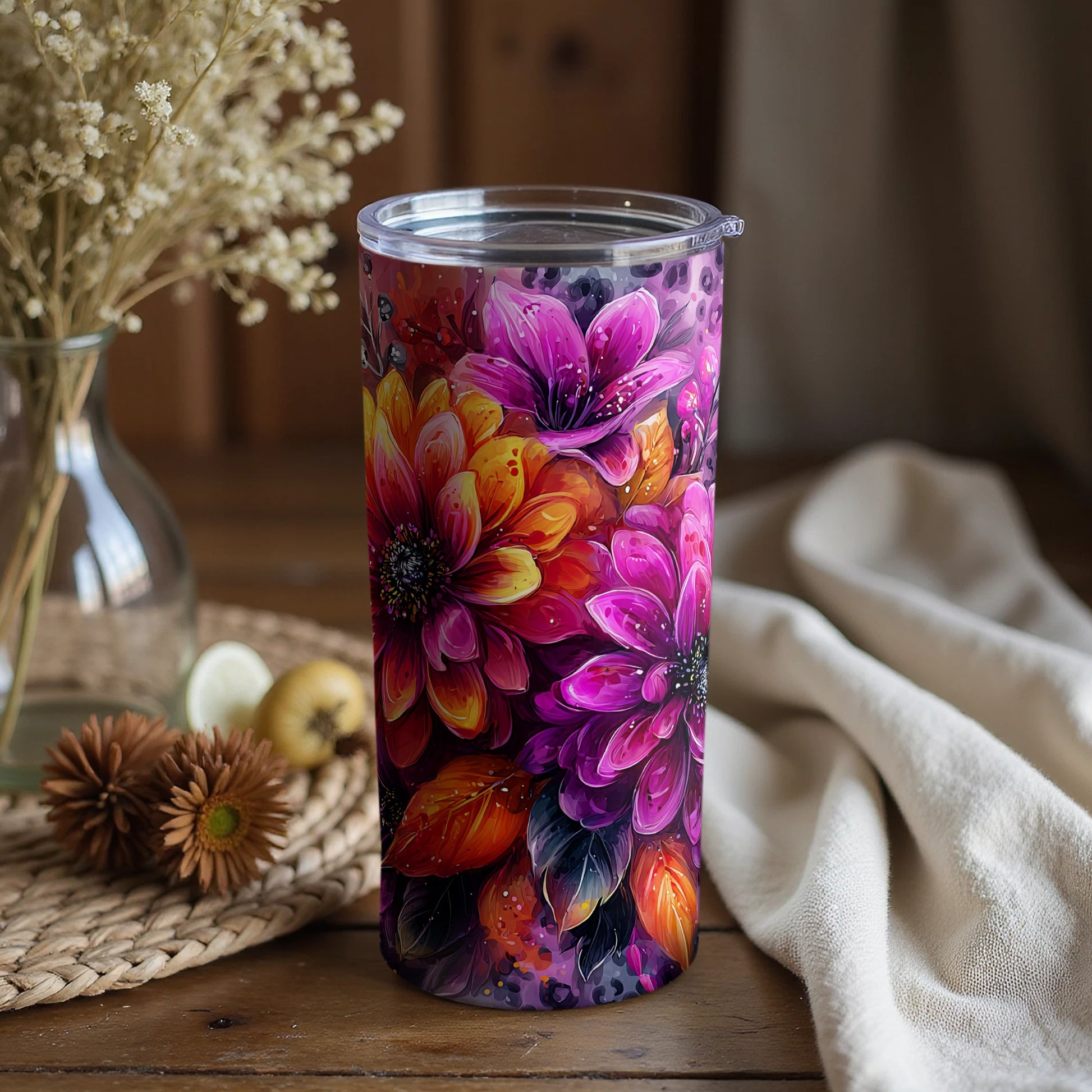 Beautifully Vivid Floral Design Insulated Tumbler