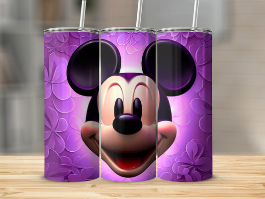 Mickey Mouse Purple Floral Design Tumbler Product