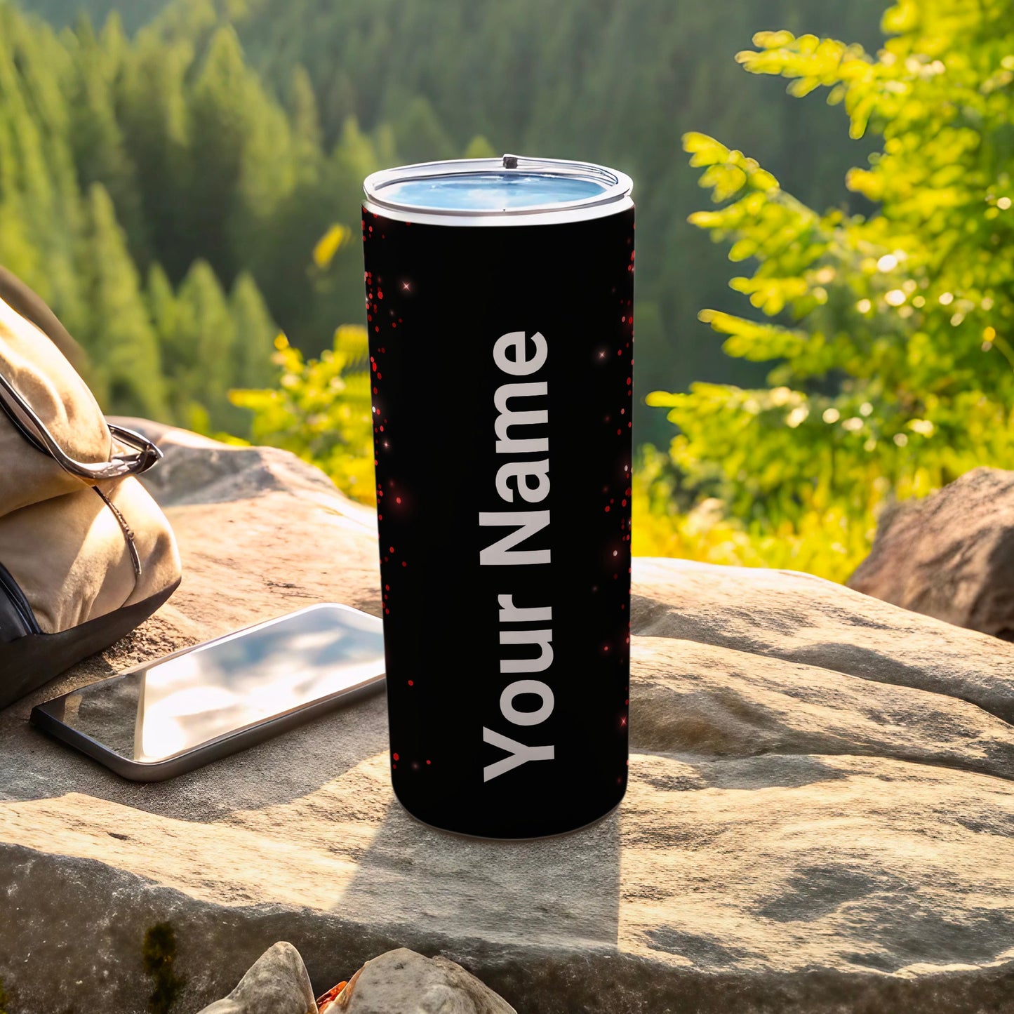 Customizable Black Travel Tumbler with Your Name