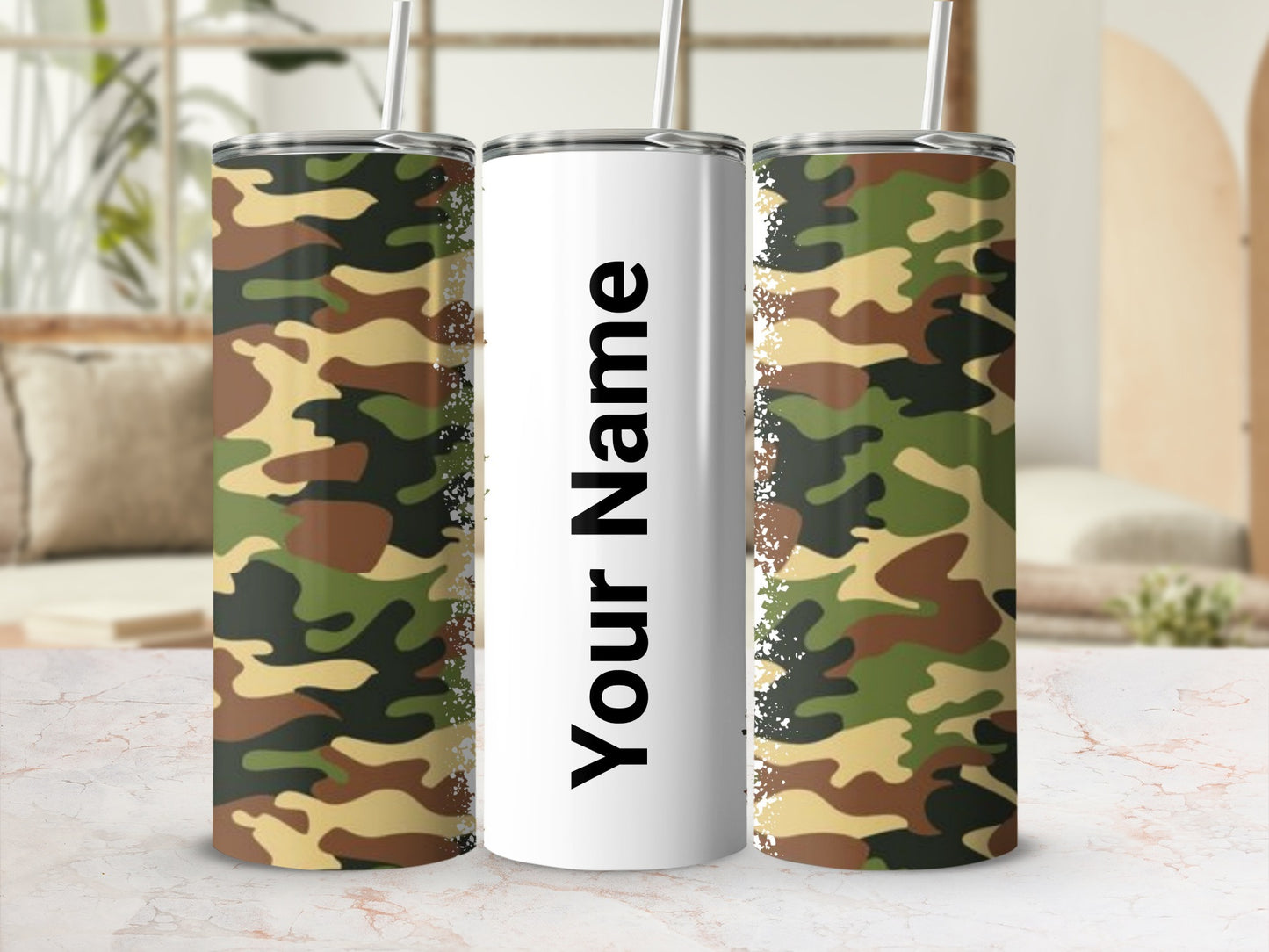 Customized Camo Design Tumbler with Name Personalization