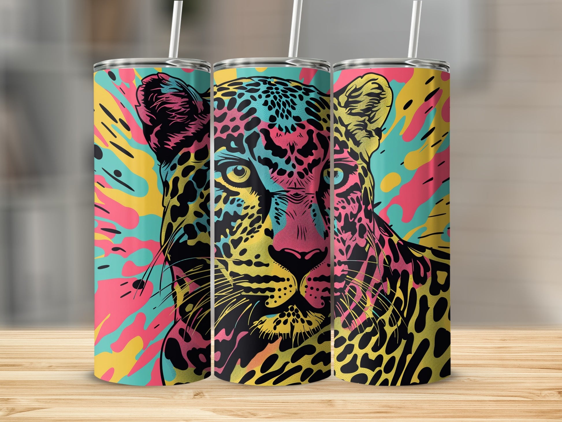 Vibrant Pop Art Leopard Design Tumbler product type