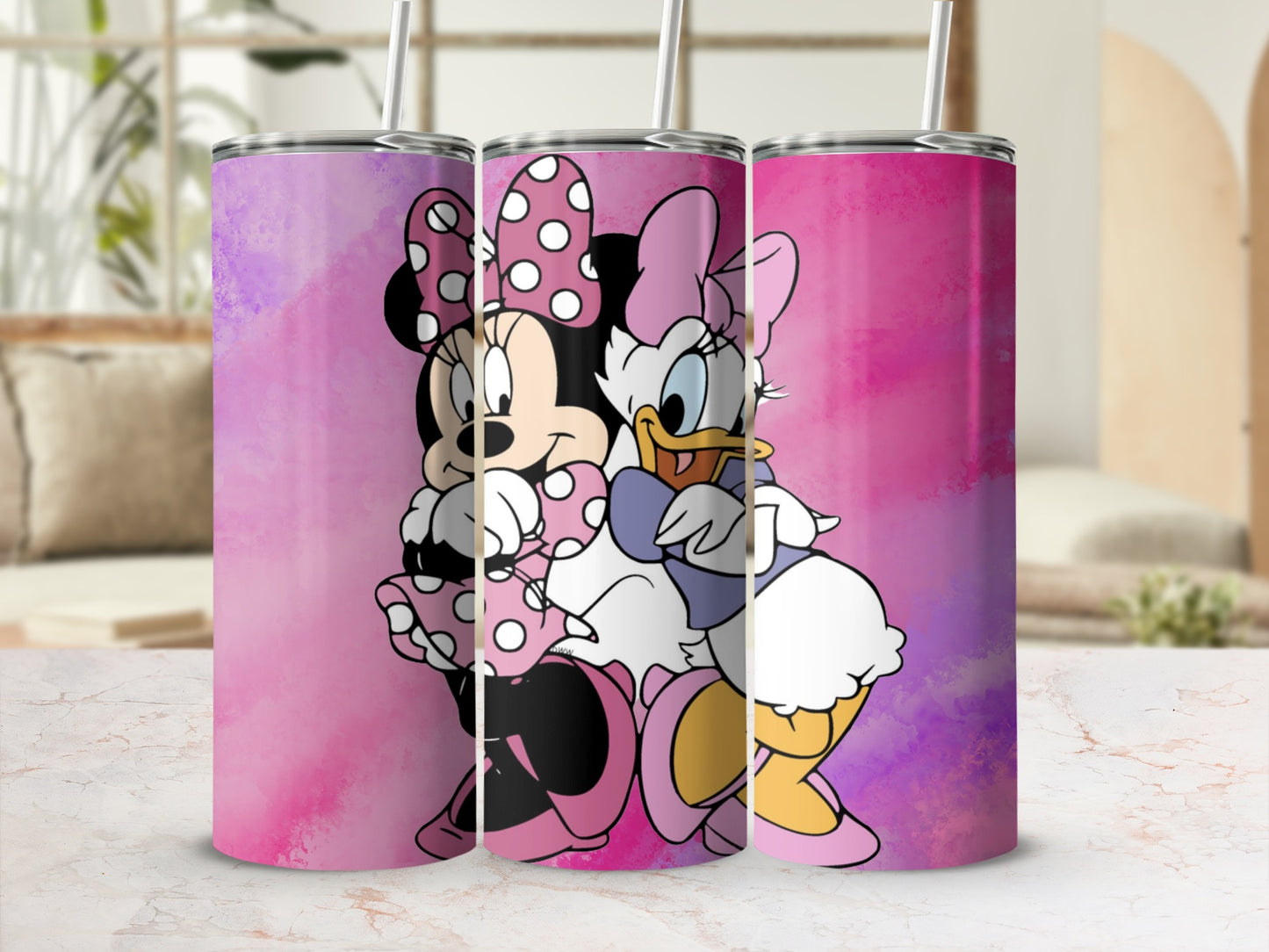 Cute Minnie and Daisy Pink Tumbler