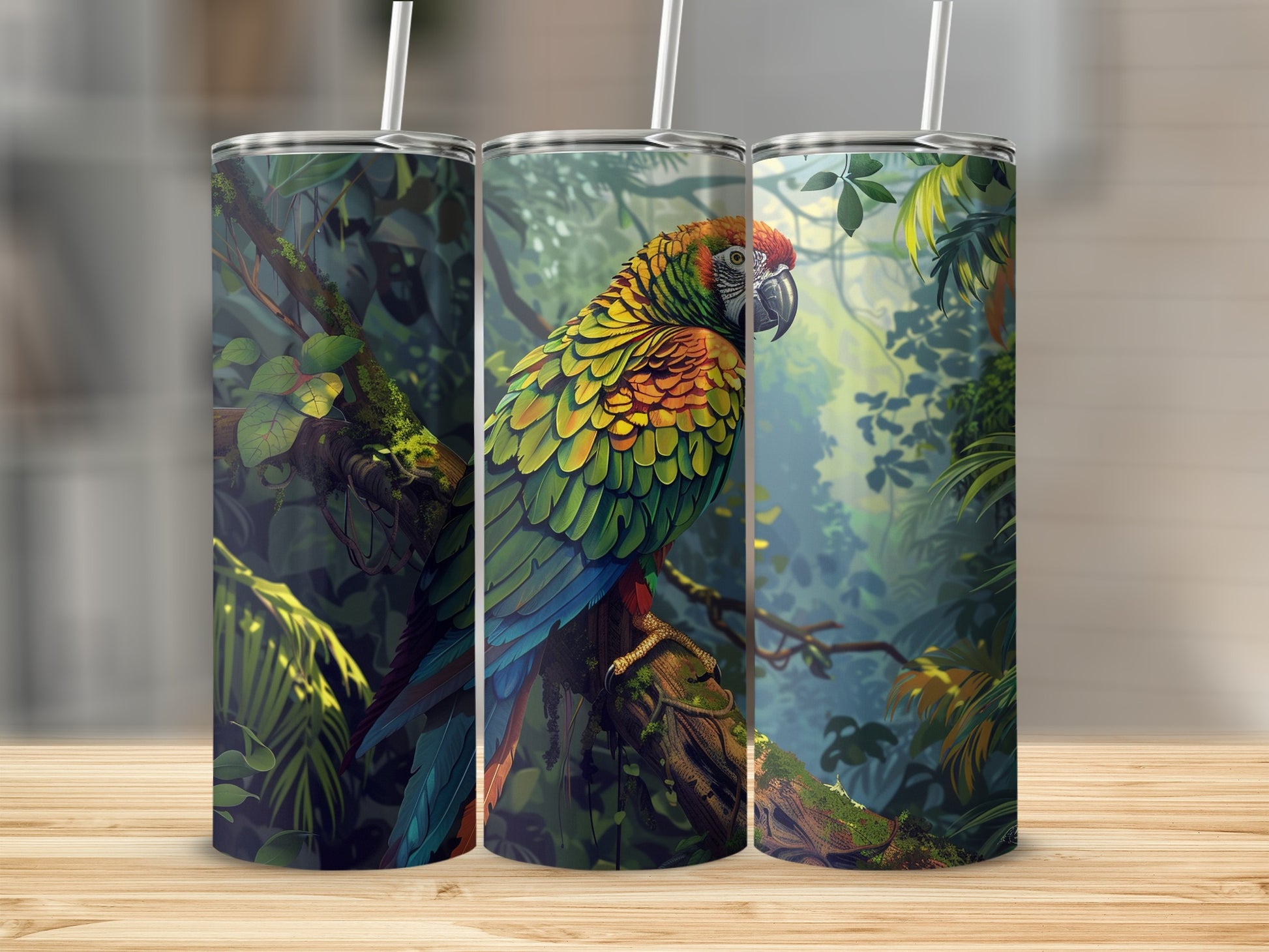 Vibrant Tropical Parrot Jungle Canopy Tumbler product type
