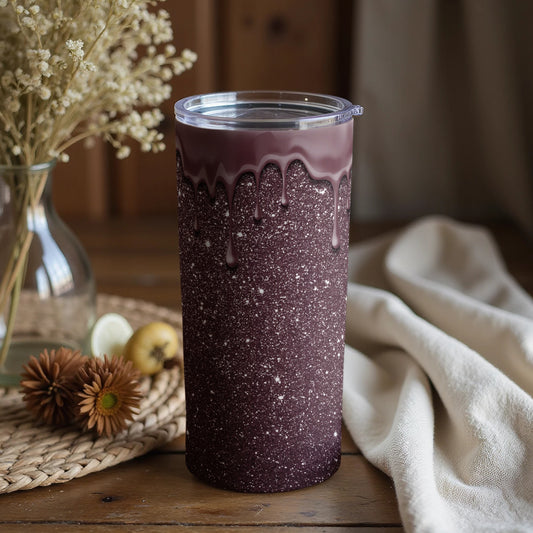 Glittering Galaxy Tumbler with Dripping Design