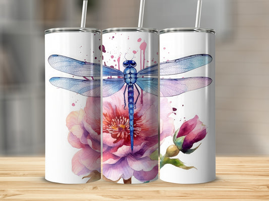 Dragonfly Floral Art Stainless Steel Tumbler 18oz