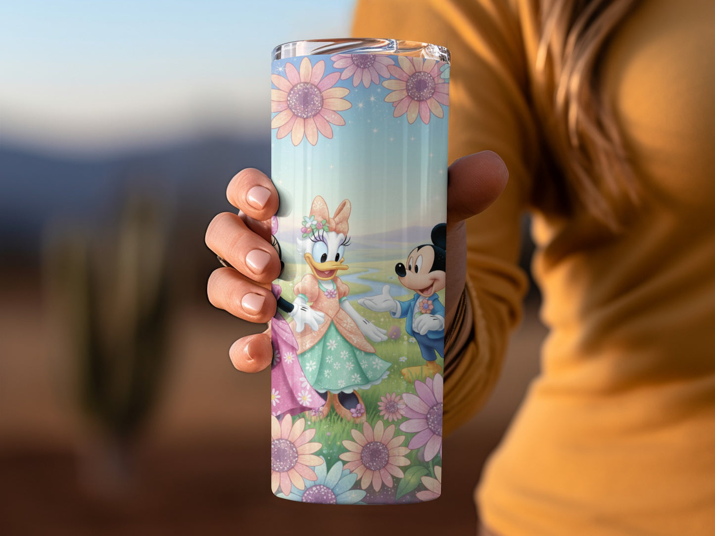 Floral Mickey and Daisy Design Tumbler 20oz