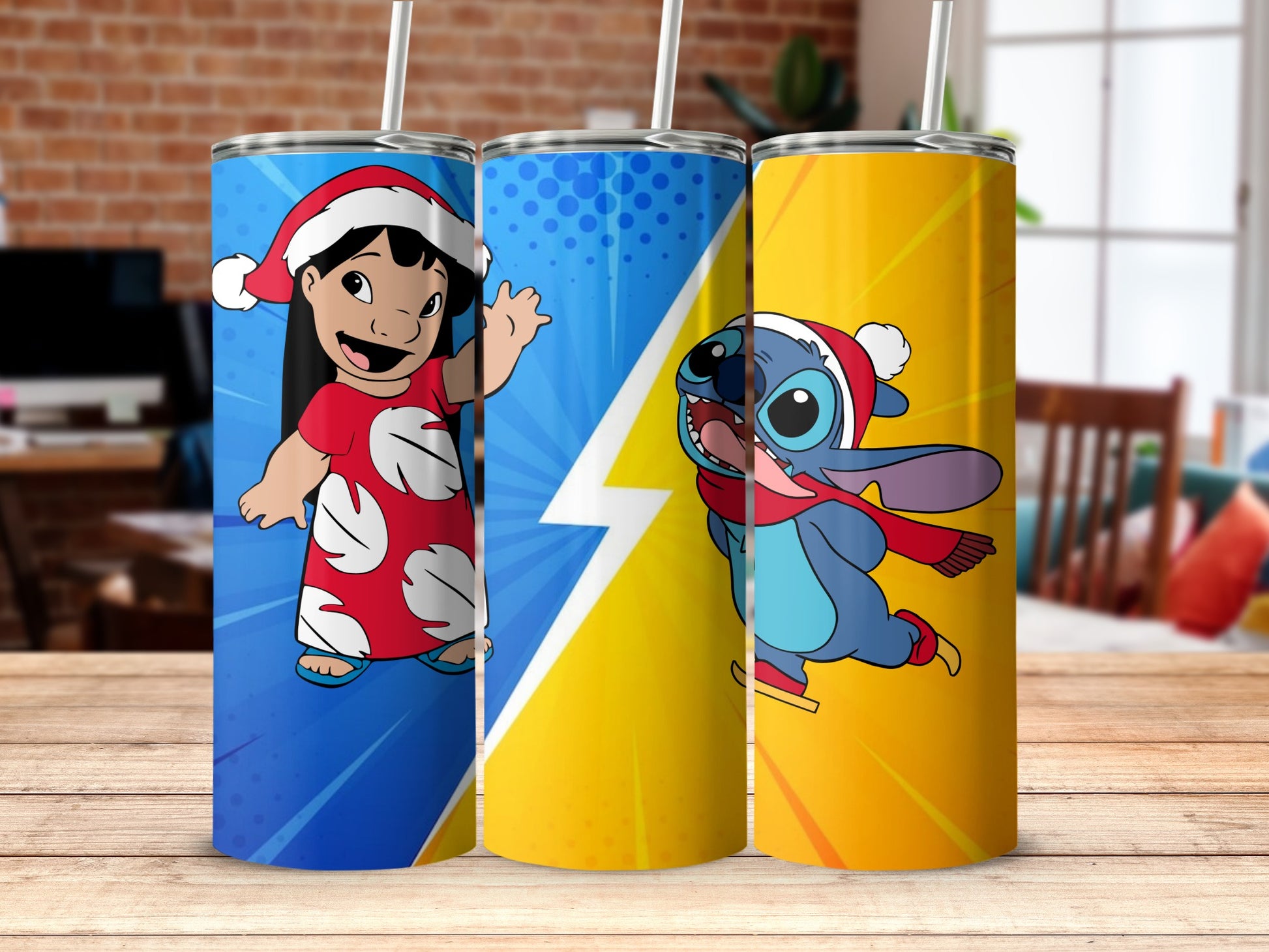 Colorful cartoon characters Christmas tumblers