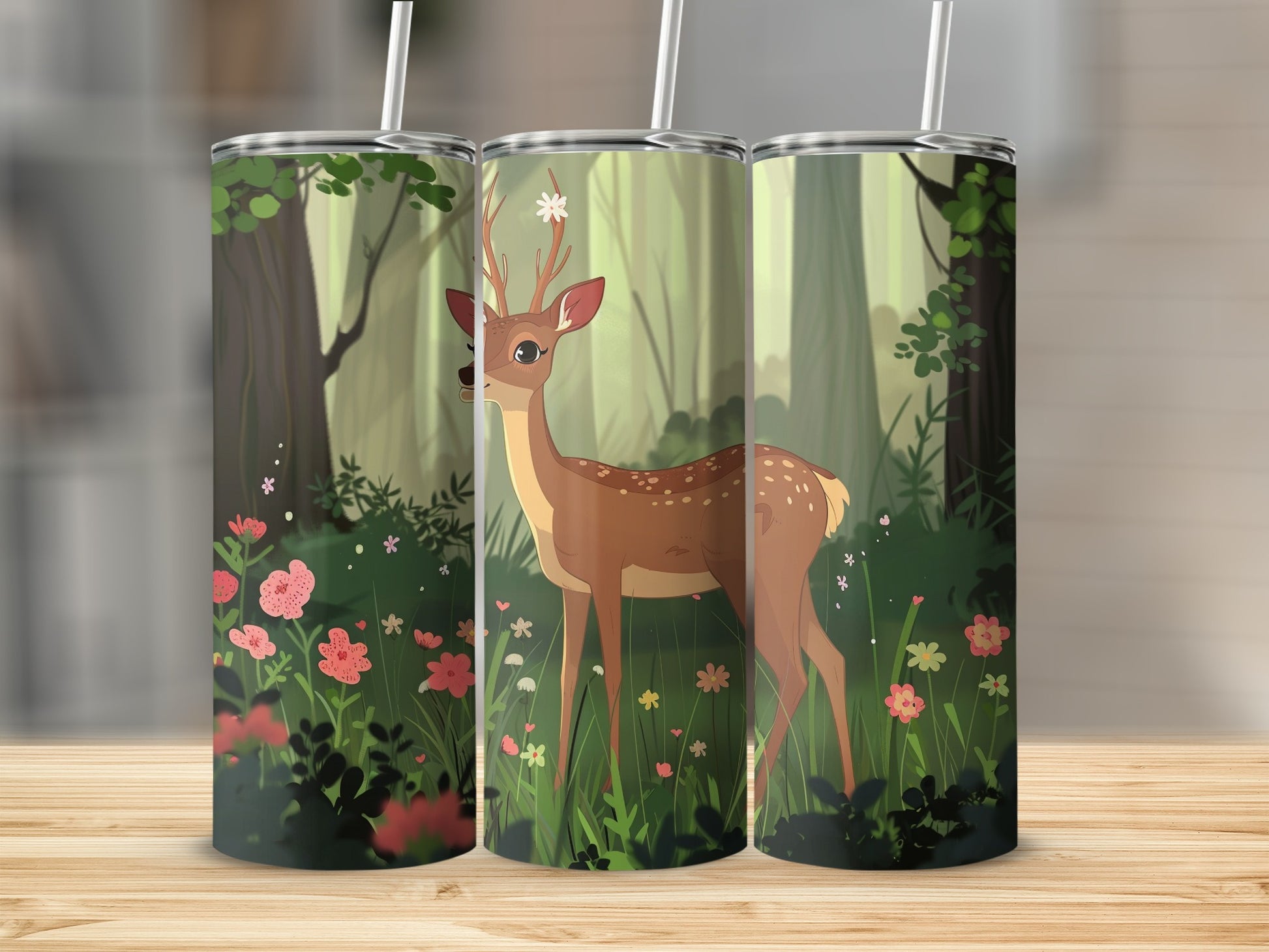 Forest Deer Floral Landscape Tumbler Product Type