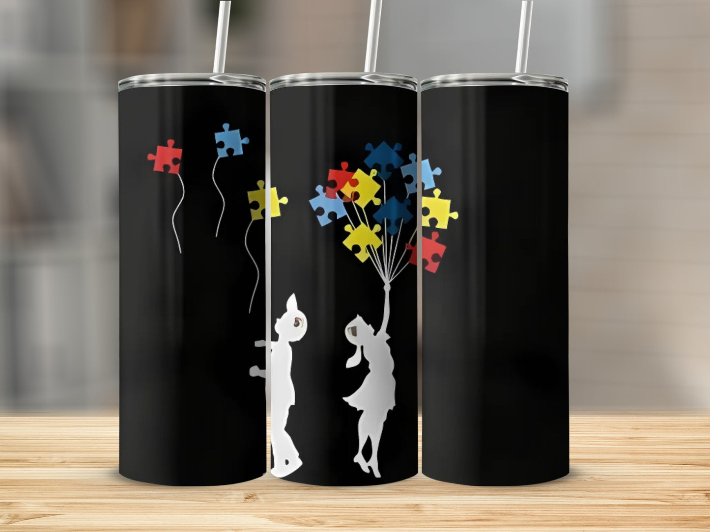 Unique Black Kids with Puzzle Balloons Tumbler