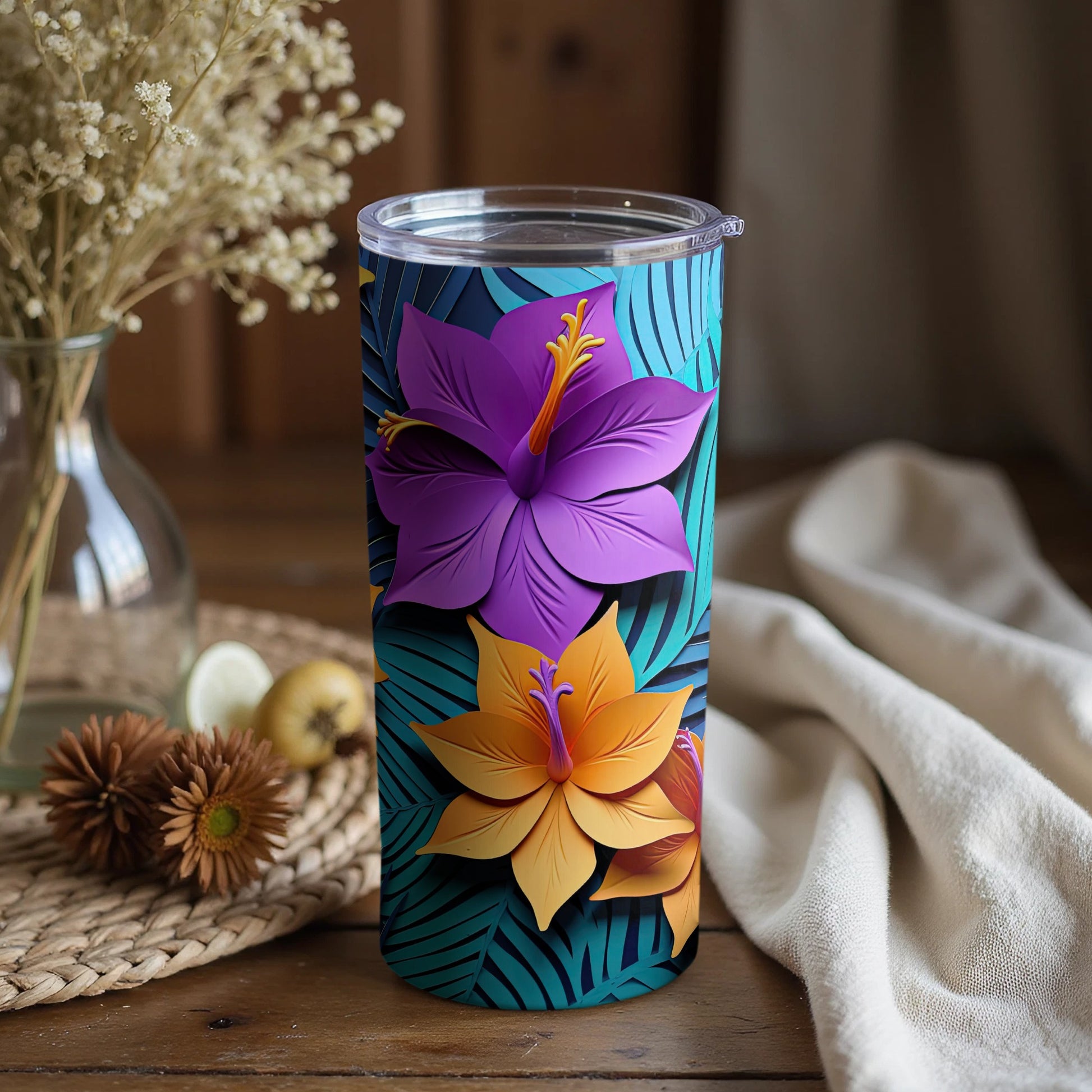 Vibrant Floral Design Double-Walled Insulated Tumbler