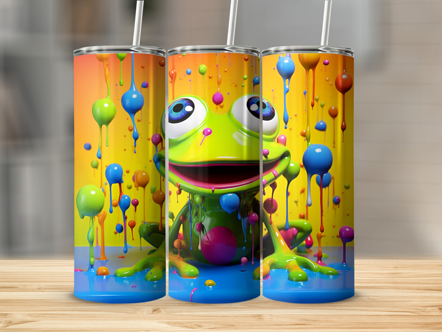 Colorful Frog with Paint Splashes Tumbler product