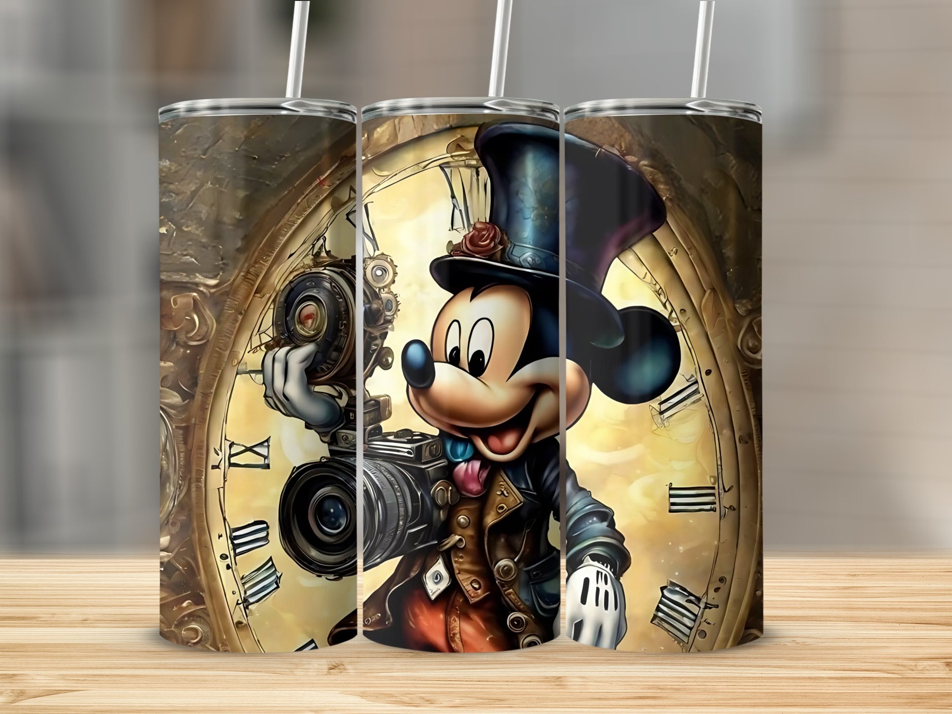 Steampunk Mickey Mouse with Clock Theme Tumbler