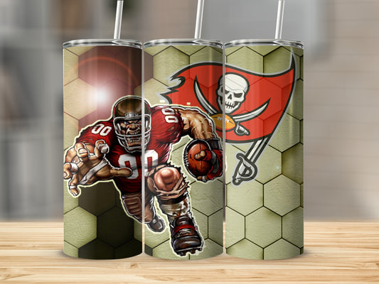 Football Themed Tumbler with Skull and Crossbones Artwork