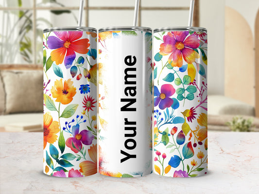Personalized Colorful Floral Design Beverage Containers