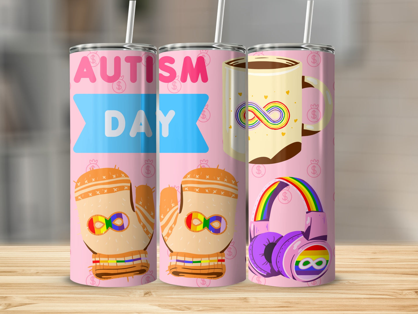 Autism Day Custom Tumbler with Inclusive Symbols