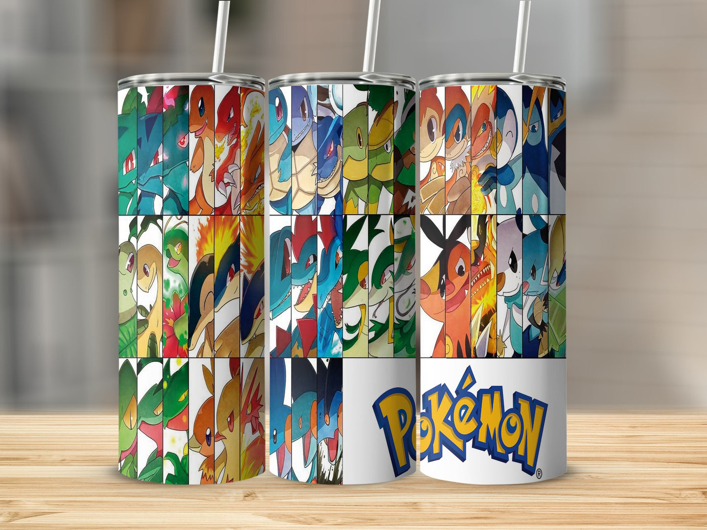Vibrant Pokémon Characters Themed Tumbler Cups