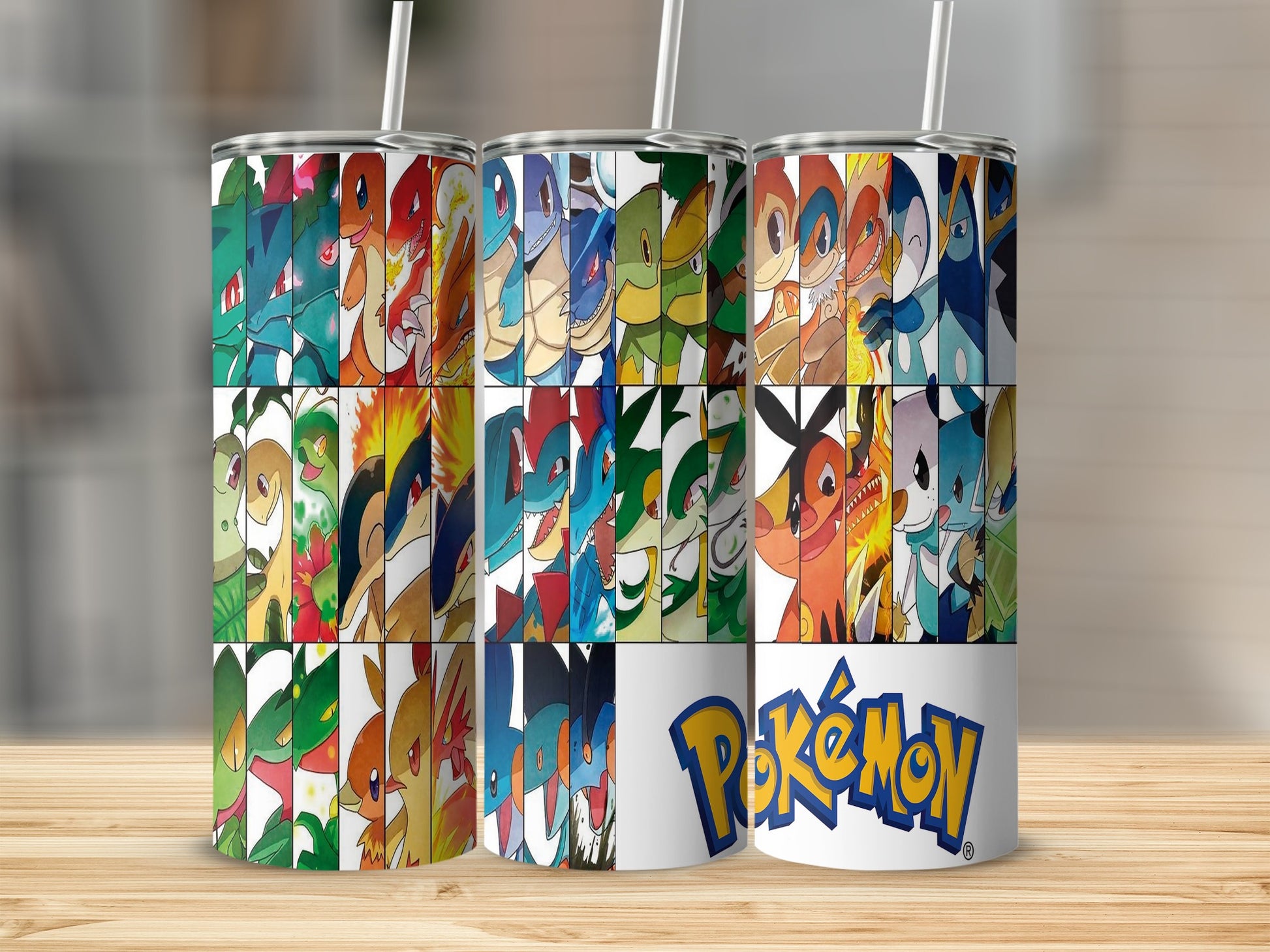 Vibrant Pokémon Characters Themed Tumbler Cups