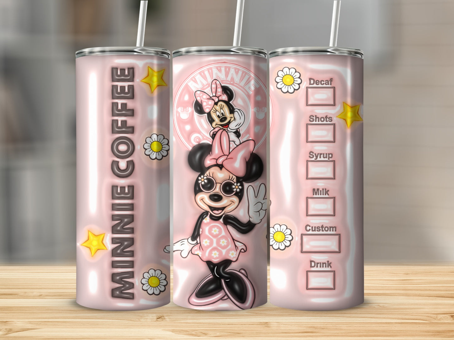 Minnie Coffee Decaf Shots Syrup Milk Custom Drink