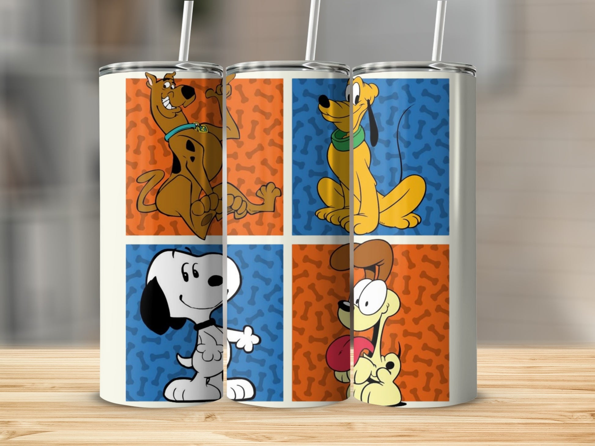 Cartoon Dogs Colorful Collage Design Tumbler Cup