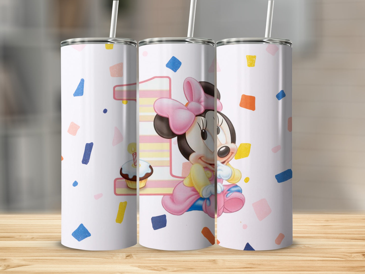 Colorful Minnie Mouse with Cupcake First Birthday Cup product