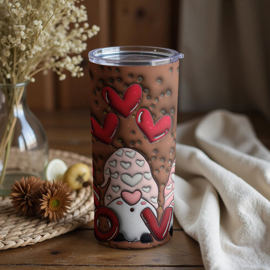Cute Gnomes With Heart Love Pattern Tumbler
