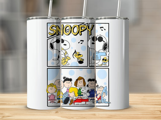 Snoopy Comic Strip Design Insulated Tumbler Cup