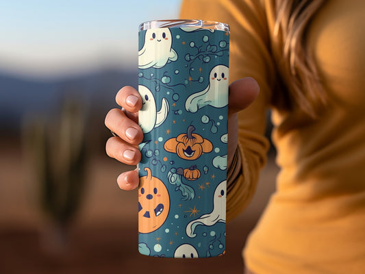 Halloween Ghosts and Pumpkins Design Tumbler product