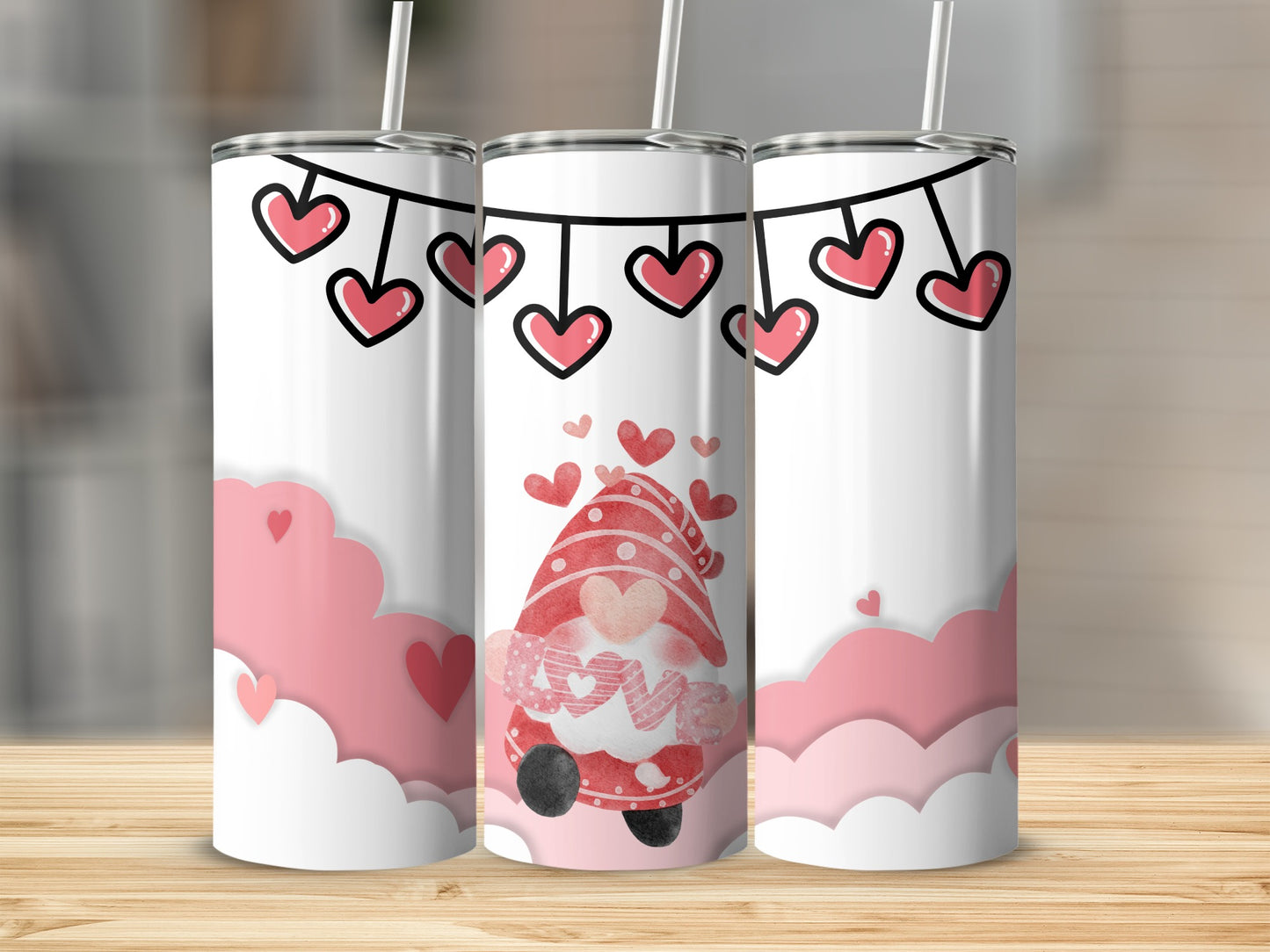 Cute Valentine's Day Hearts and Love Gnome Tumbler