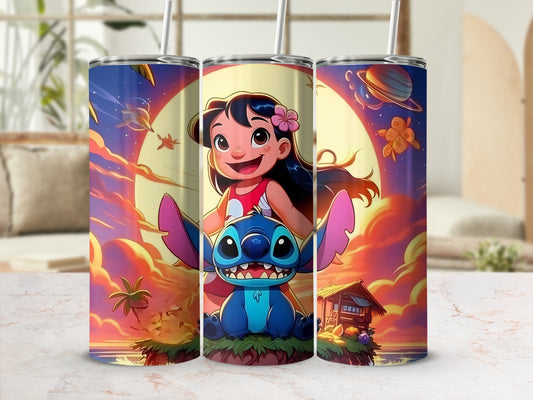 Cute Lilo and Stitch Space Adventure Tumbler