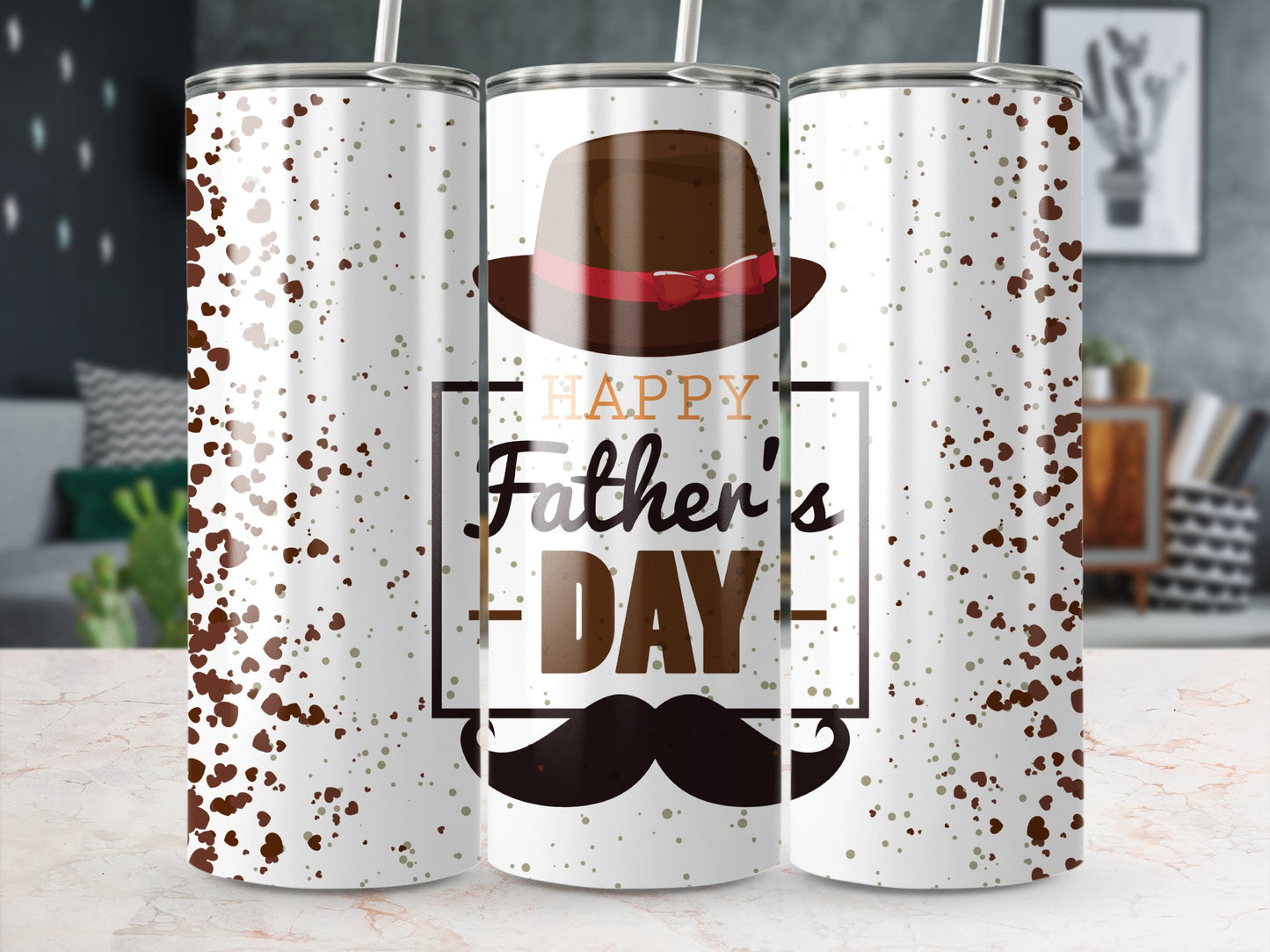 Happy Father's Day Hat and Mustache Tumbler Cup