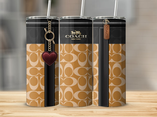 Stylish Coach Branded Tumbler with Trendy Heart Charm