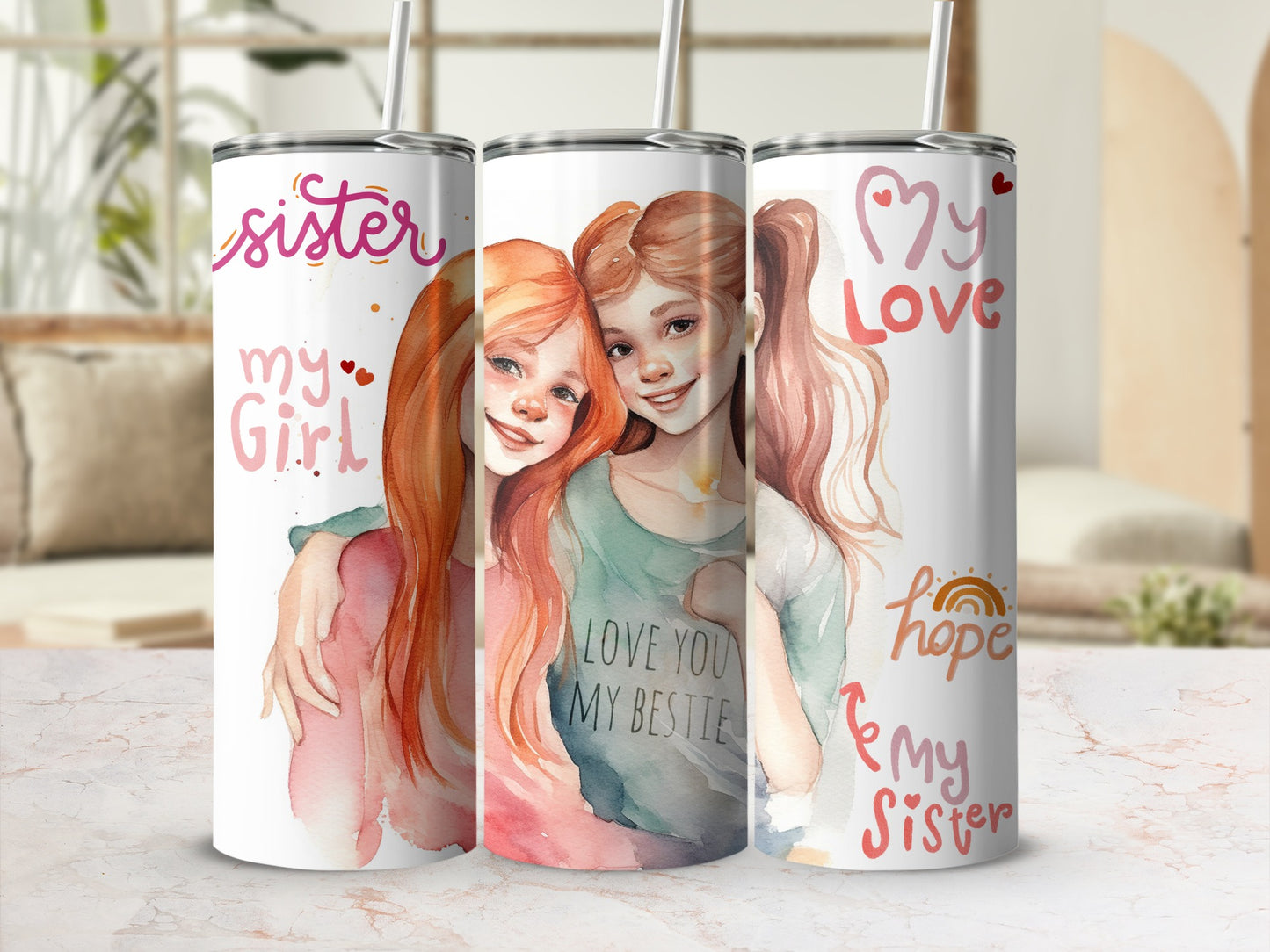 Custom Engraved Sister and Friend Tumbler Cup