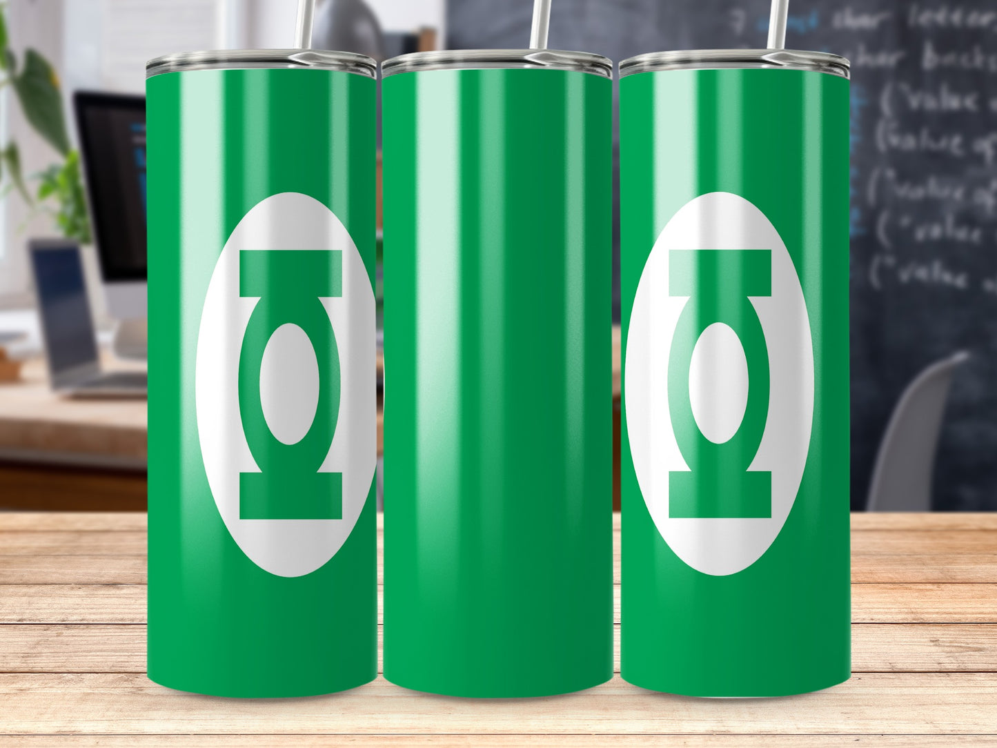 Green Lantern Logo Design Double Sided Printed Tumblers