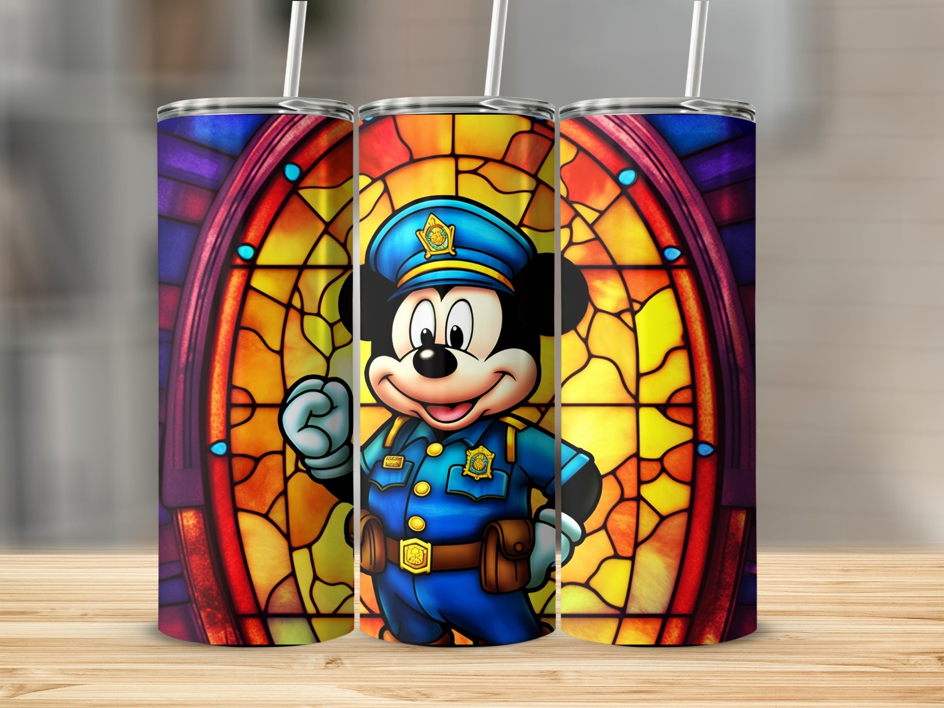 Stained Glass Police Mickey Mouse Tumbler Product