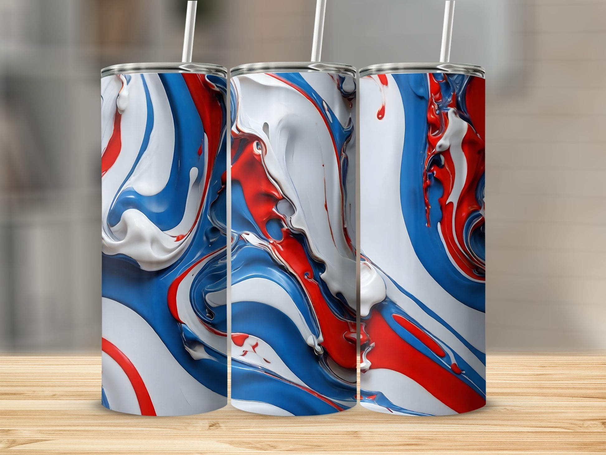 Red White Blue Abstract Swirl Fluid Paint Design product type