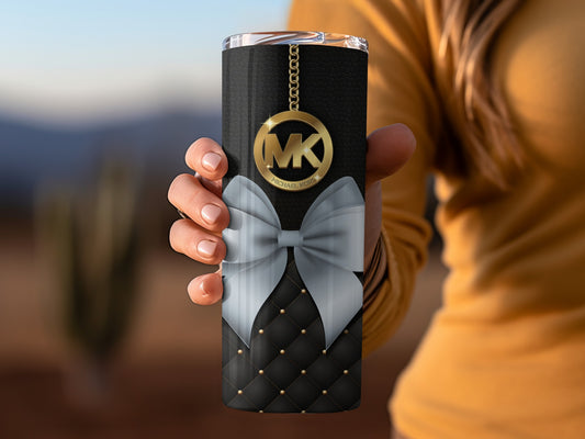 Luxury Black Quilted Tumbler with Gold MK Emblem