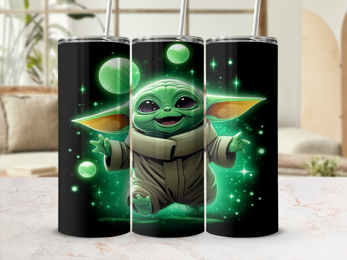 Cute Green Alien Character Design Tall Tumbler Cup