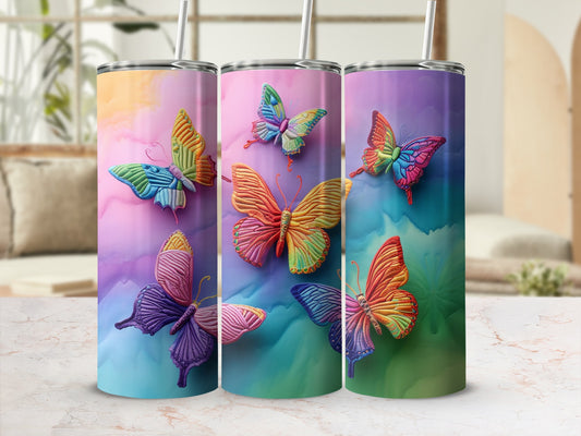 Colorful Butterfly Embroidery Gradient Tumbler product type