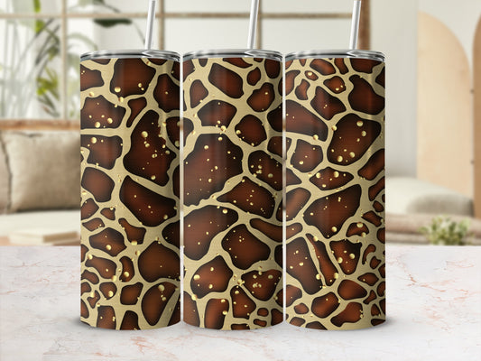 Giraffe Print Stainless Steel Tumbler Cup with Straw