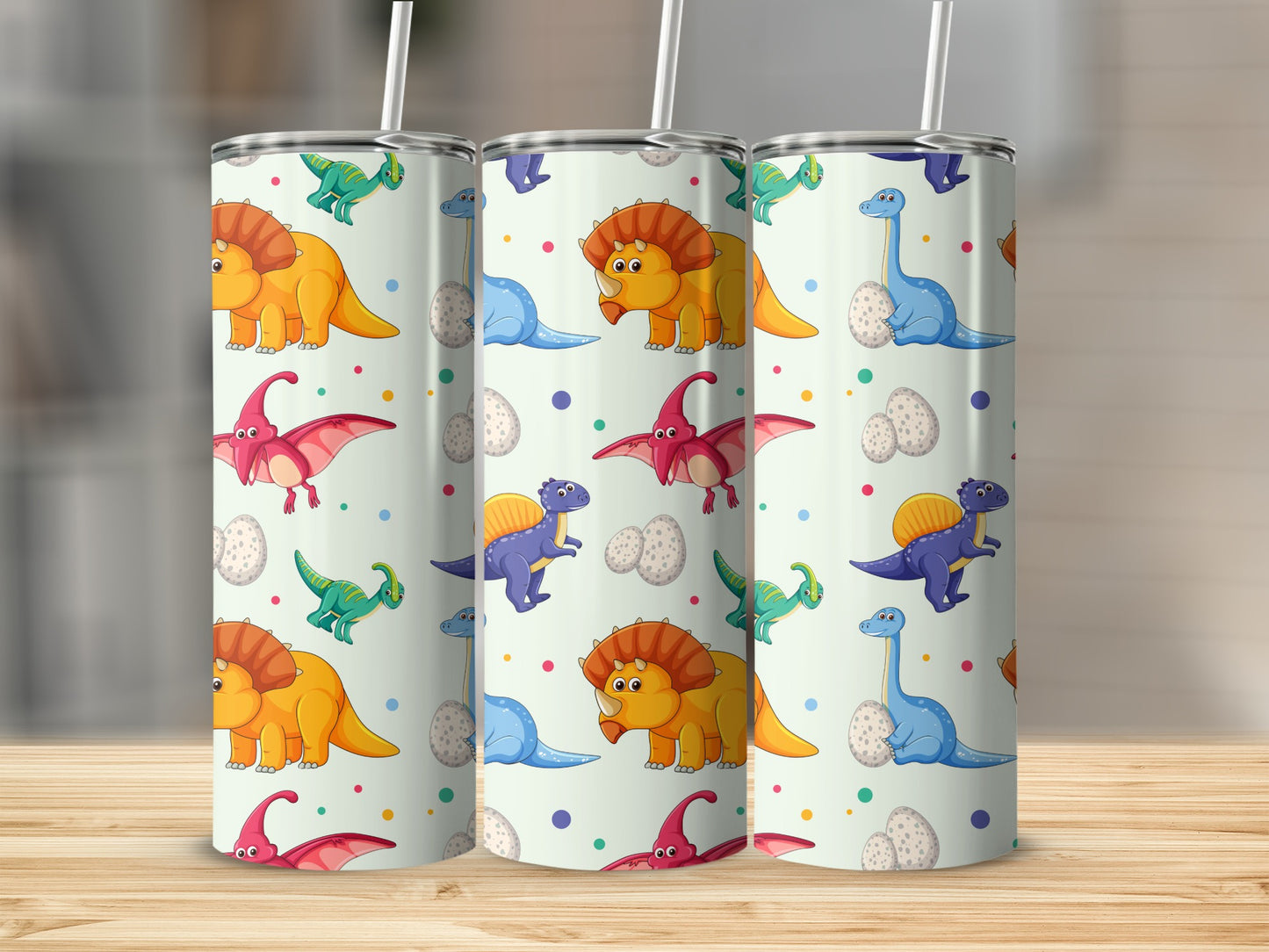 Colorful Dinosaur Pattern Insulated Tumbler Product