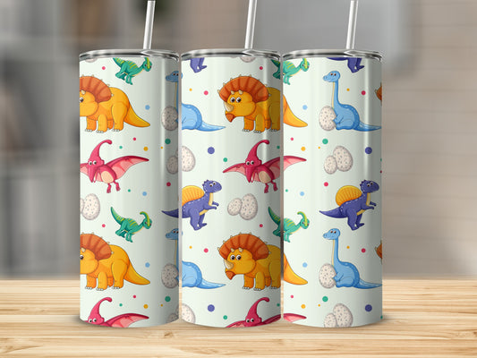 Colorful Dinosaur Pattern Insulated Tumbler Product