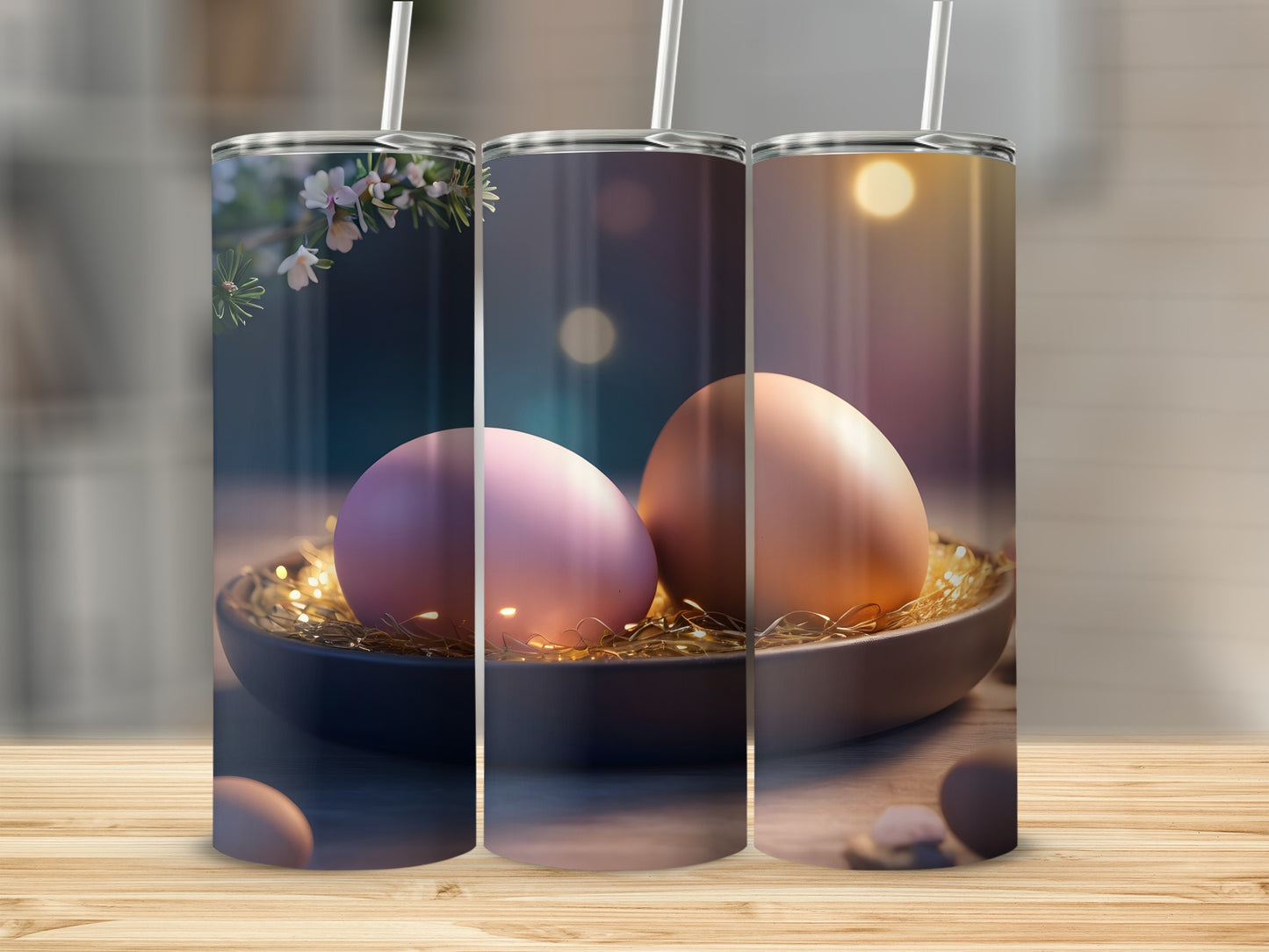 Pink Orange Eggs Glowing Bowl Blossoms Spring product type