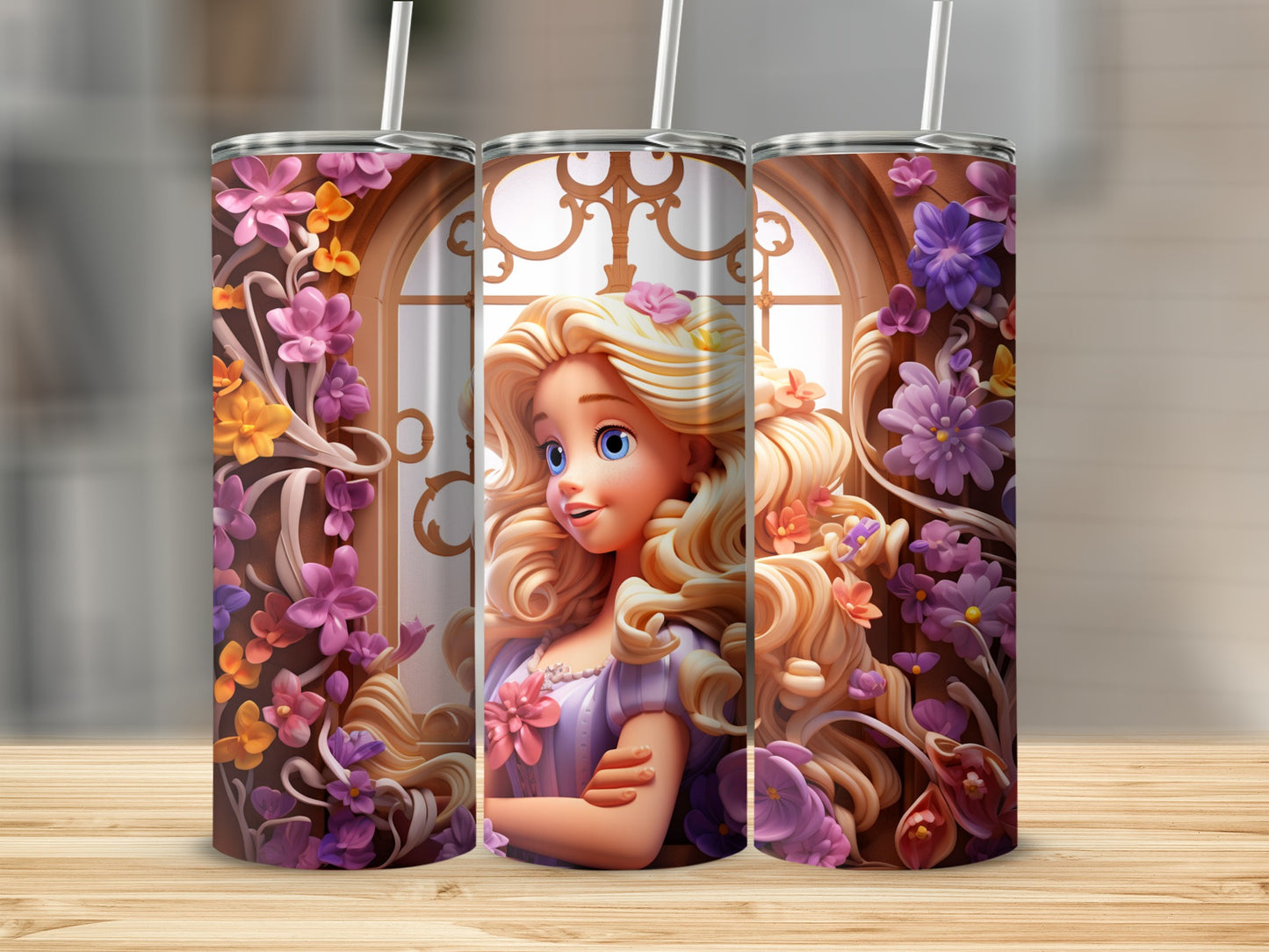 Floral Princess Tumbler with Elegant Floral Design