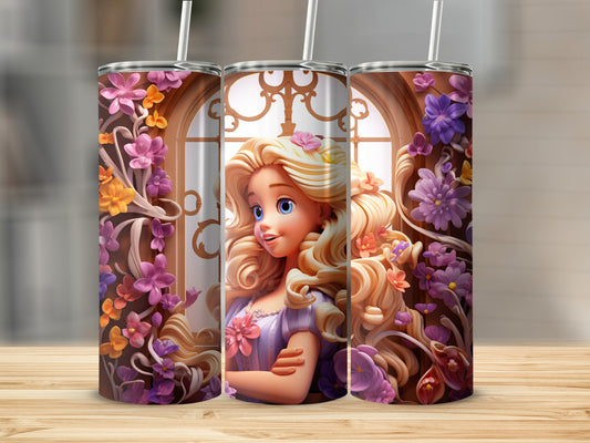 Floral Princess Tumbler with Elegant Floral Design