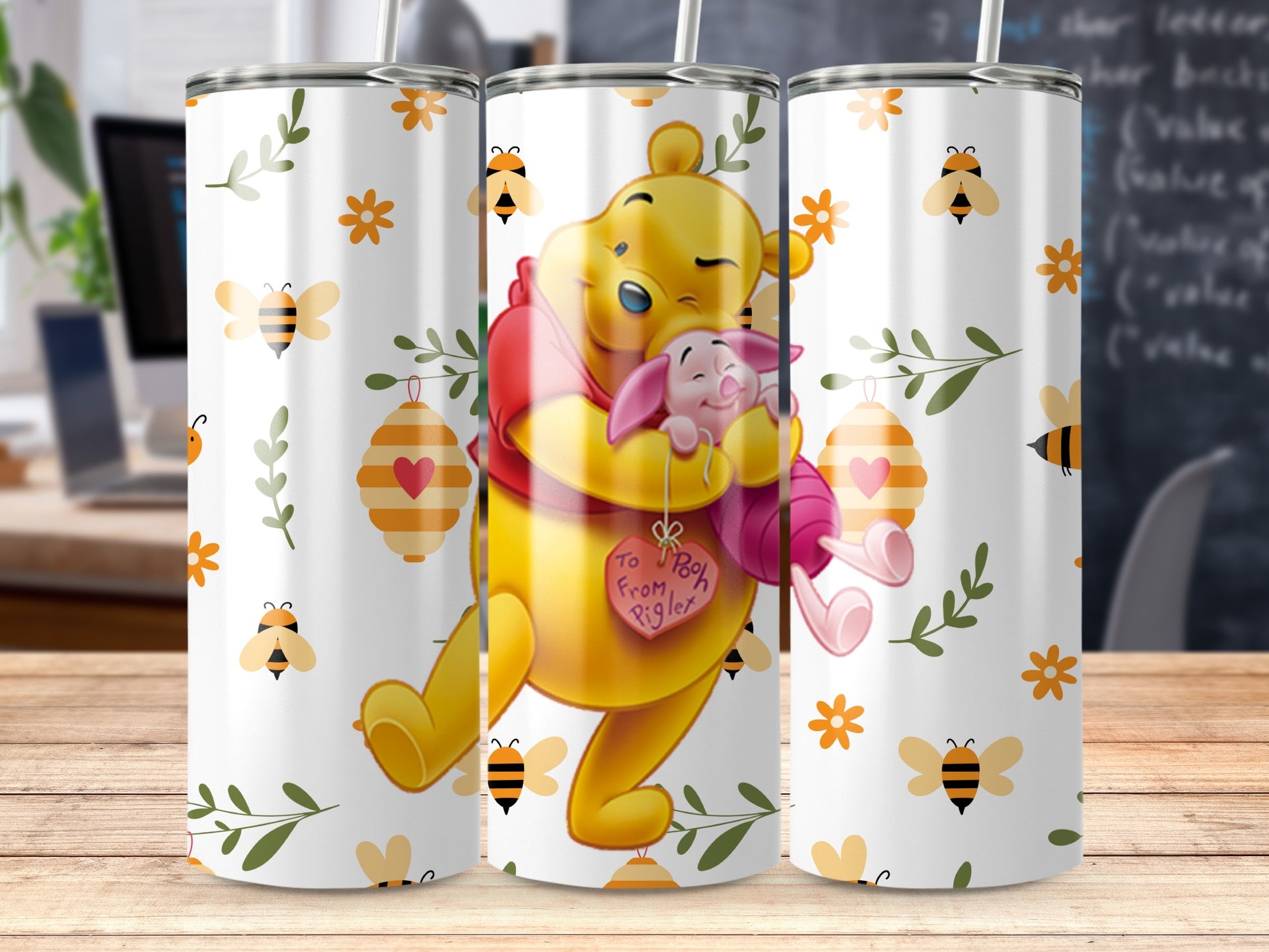 Winnie the Pooh Bee and Piglet Hug Tumbler