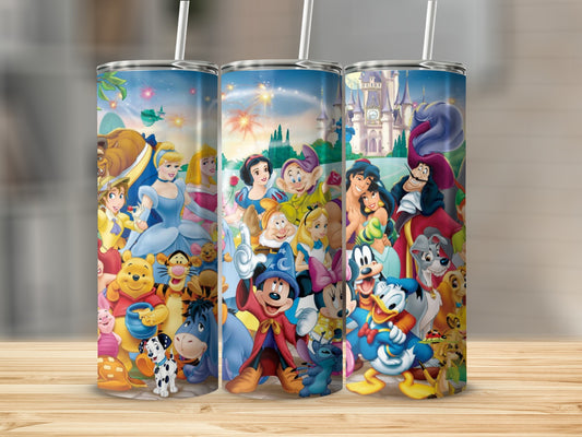 Disney Character Collage Tumbler with Straw Cup